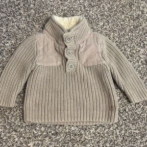 GAP Taupe Knit Sherpa-Lined Pullover Jacket